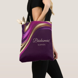 Bolsa Tote Damas de Honra Modernas Abstratas-Roxo Fúcsia e Do
