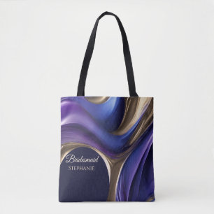 Bolsa Tote Damas de Honra Moderno Abstrato Azul Roxo Dourado-