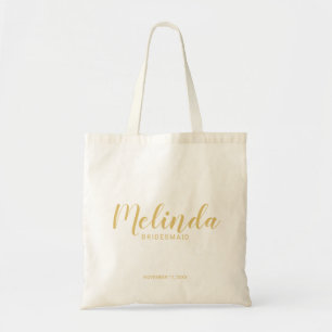 Bolsa Tote Damas de honra personalizadas do roteiro ouro