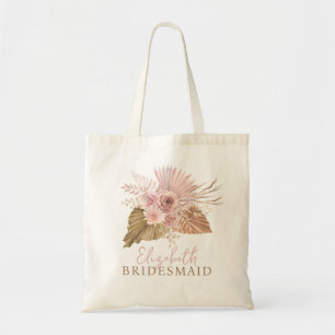 Bolsa Tote Damas de Honra Rosa Floral Boho Casamento Personal