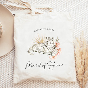 Bolsa Tote Damas de Honra Tropical Boho Tigres Despedida de S