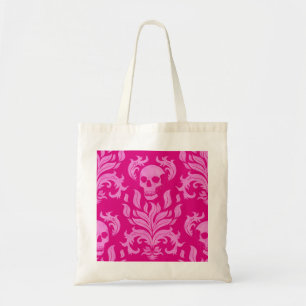 Bolsa Tote Damasco com chama crônica, cor-de-rosa com efeito 