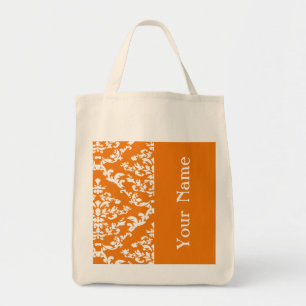 Bolsa Tote Damasco corajoso alaranjado com nome @