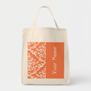 Bolsa Tote Damasco corajoso coral com nome @ Emporiomoffa