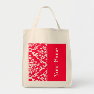 Bolsa Tote Damasco corajoso do vermelho com nome @