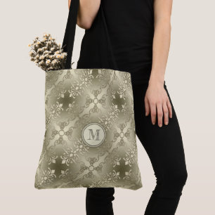 Bolsa Tote damasco pattern.monogram. sem emenda dourado