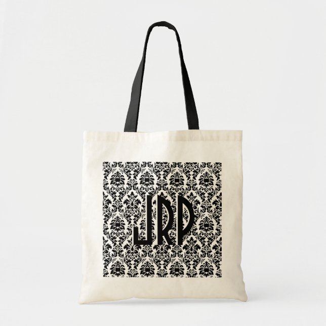 Bolsa Tote Damasco Preto e Branco (Frente)