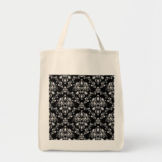 Bolsa Tote Damasco Preto e Branco (Frente)