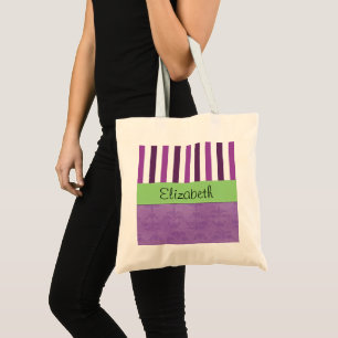 Bolsa Tote Damasco Roxo, Stripes Roxas, Stripes Rachadas, Seu
