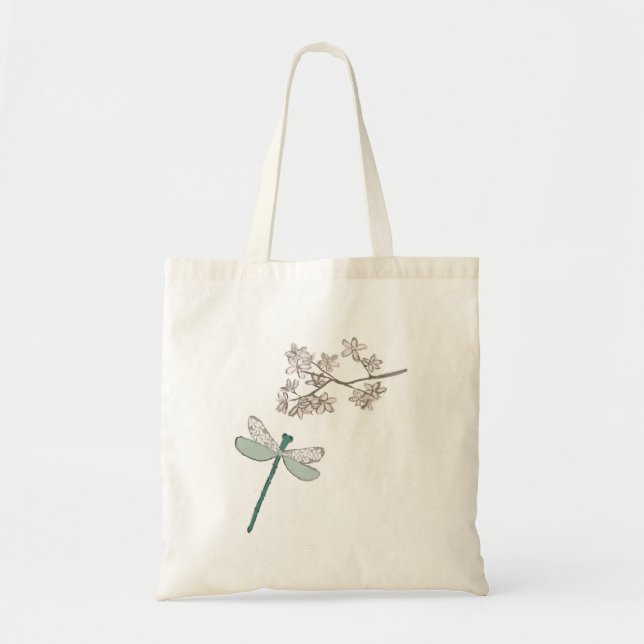Bolsa Tote Damselfly e Flores Tote Bag (Frente)