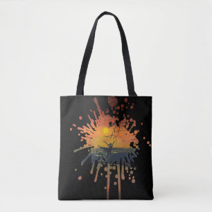 Bolsa Tote Dança no Brilho do Pôr do Sol obra de arte feita