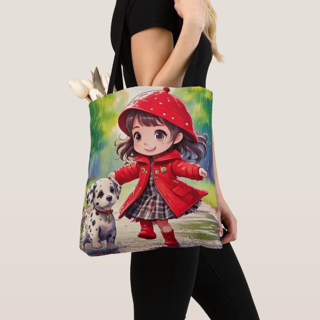 Bolsa Tote Dançar na chuva - arte chibi (Close Up)