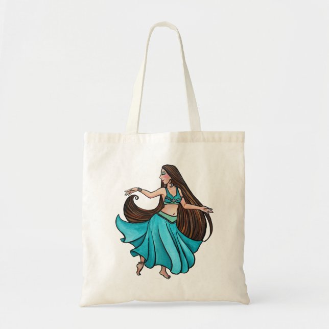 Bolsa Tote Dançarina de Barriga Verde Azul                  (Frente)