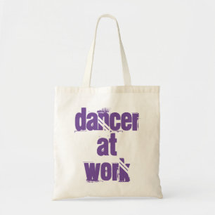 Bolsa Tote Dançarino no Trabalho - Saco de Tote Branco/Roxo