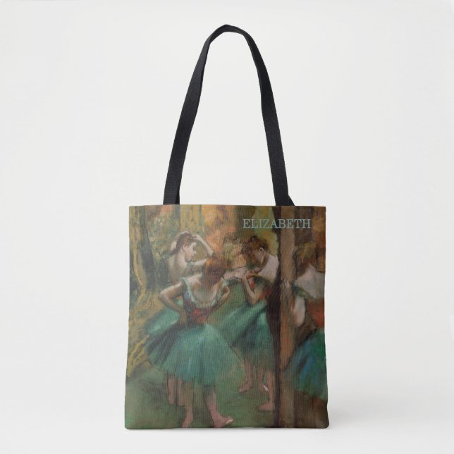 Bolsa Tote Dançarinos balés, rosa e verde | Edgar Degas (Frente)