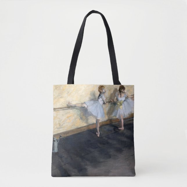 Bolsa Tote Dançarinos Praticando no Barre, Edgar Degas (Frente)