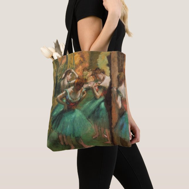 Bolsa Tote Dançarinos, rosa e verde por Degas, Arte (Close Up)