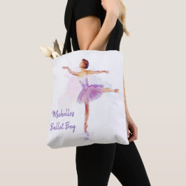 Bolsa Tote Dancer de Balé de Aquarela Delicada - Seu Texto at