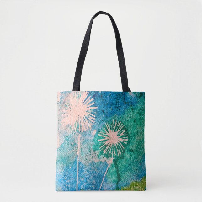 Bolsa Tote Dandelion abstrato aquarela pintada (Frente)