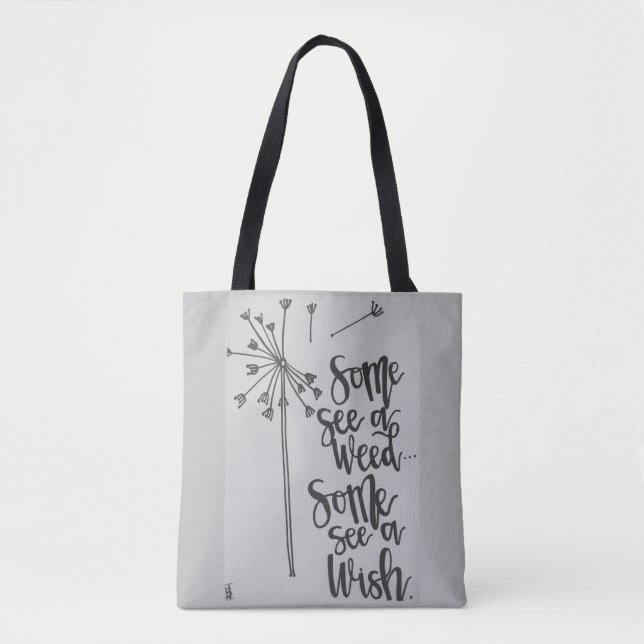 Bolsa Tote Dandelion inspiração - erva/desejo (Frente)