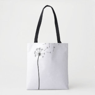 Bolsa Tote Dandelion Preto Minimalista Sopro no Vento