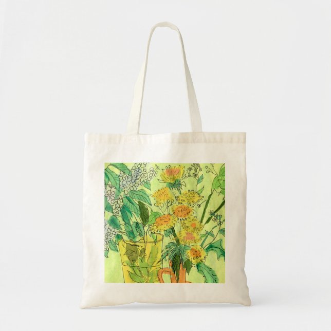 Bolsa Tote Dandelions Bird Cherry Summer Flowers Arte Floral (Frente)