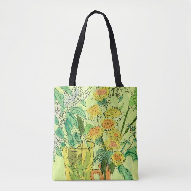 Bolsa Tote Dandelions Bird Cherry Summer Flowers Arte Floral (Frente)