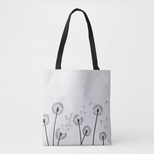 Bolsa Tote Dandelions Flores Pappus Spores Cinzas (Frente)