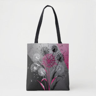 Bolsa Tote Dandelions Rosa, Branco e Preto