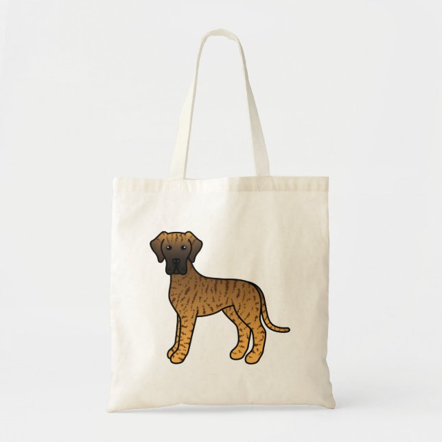 Bolsa Tote Dane Great Dane Marrom Listrado Cachorro Cartoon F (Frente)