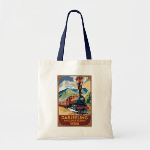 Bolsa Tote Darjeeling India Train Painterly Viagem Art Retro