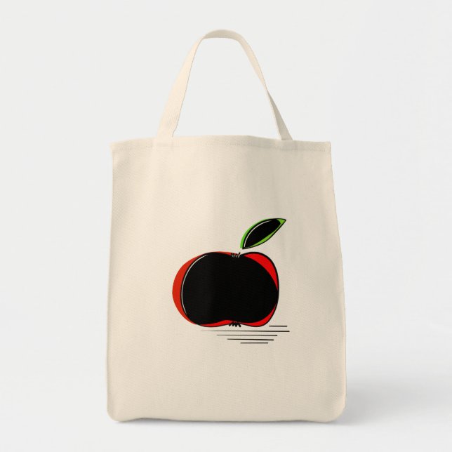 Bolsa Tote Dark Apple – Modern Minimal Fruit Illustration (Frente)