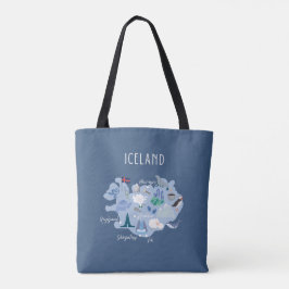 Bolsa Tote Dark blue Iceland travel map