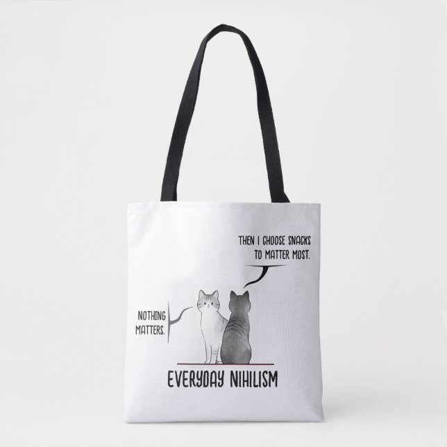 Bolsa Tote Dark Humor Cat Everyday Nihilism Quote Introvert (Frente)