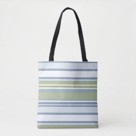 Bolsa Tote Dark Pastel Blue and Spring Rain Stripes