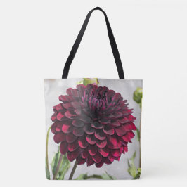 Bolsa Tote Dark Red Dahlia Bloom Floral