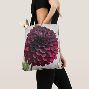 Bolsa Tote Dark Red Dahlia Bloom Floral