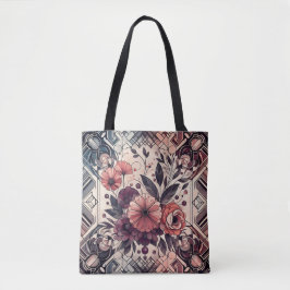 Bolsa Tote Dark Romance Burgundy Art Deco Floral Summer