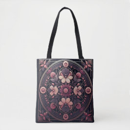 Bolsa Tote Dark Romance Burgundy Art Deco Floral Summer
