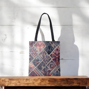 Bolsa Tote Dark Romance Burgundy Art Deco Floral Summer