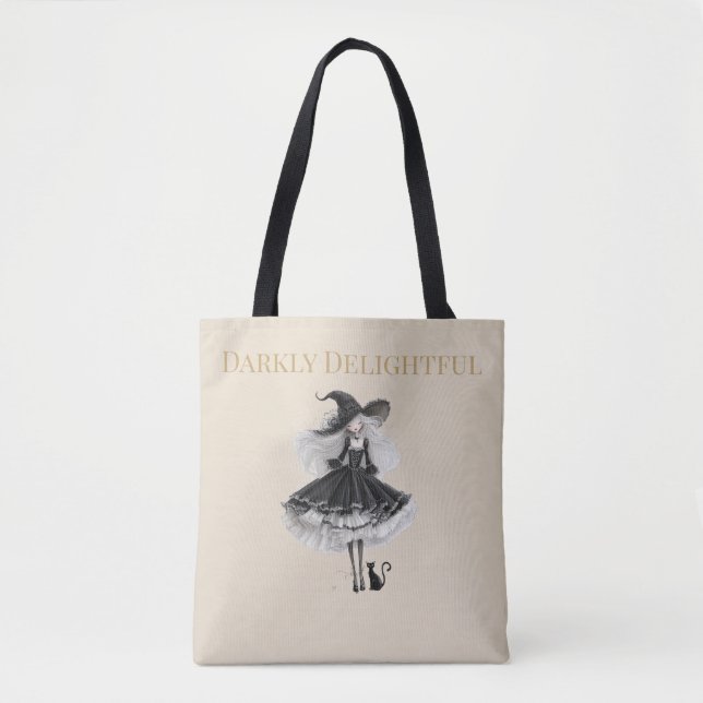 Bolsa Tote Darkly Delightful – Light Edition Witch & Cat (Frente)