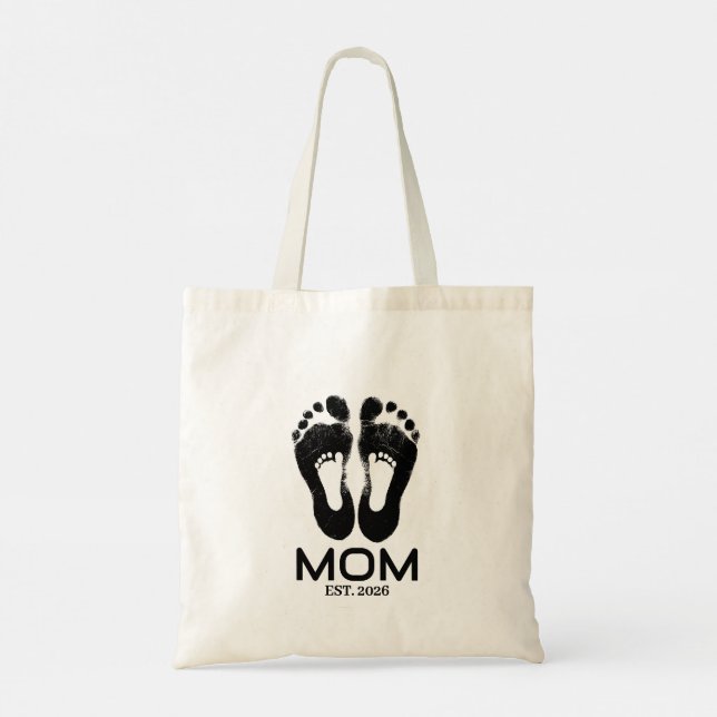 Bolsa Tote Data de Nascimento do Bebê da Nova Mãe Estabelecid (Verso)