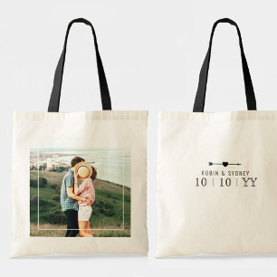 Bolsa Tote Data do Casamento com Sua Foto  