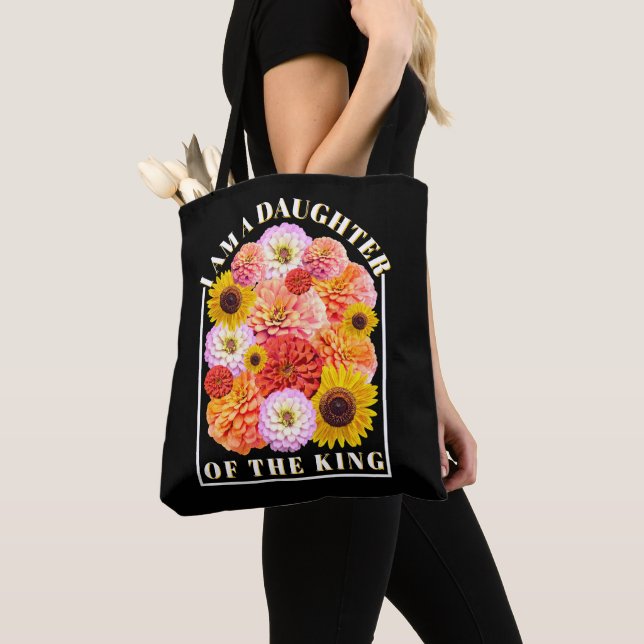 Bolsa Tote Daughter of The King Bible Verse Wildflower (Close Up)