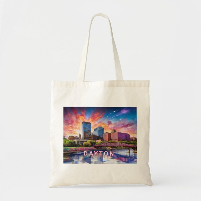 Bolsa Tote Dayton Skyline Abstrato Art (Frente)