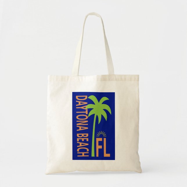 Bolsa Tote Daytona Beach, Florida, Geométrico com Palm Tree (Frente)