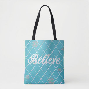 Bolsa Tote Dazzling Acredite Azul Claro e Prata Verificados