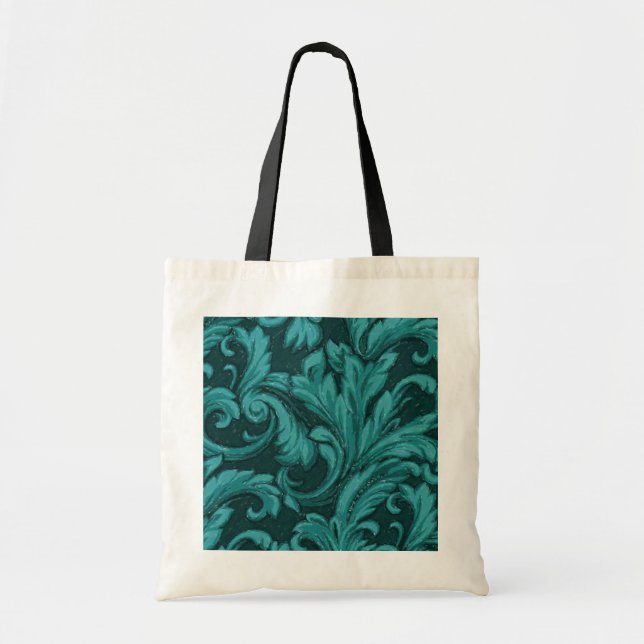 Bolsa Tote Dazzling Damask in Teal (Frente)