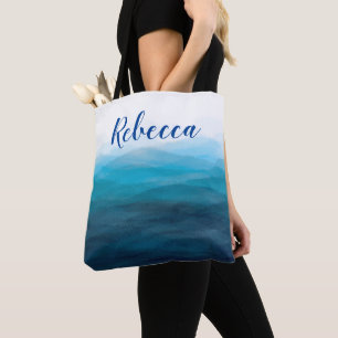 Bolsa Tote de Aguarela de Praia Ondas do Oceano, T