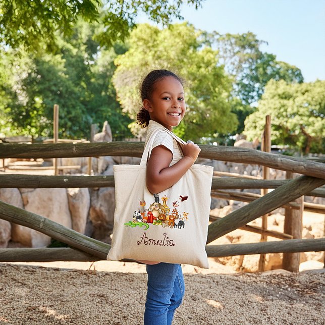 Bolsa Tote de Animais Personalizada para Crianças (Criador carregado)